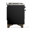 ILVE Majestic III 48-inch Dual Fuel Range with 5 Liquid Propane Burner, Griddle, French Top and Triple Glass Door Electric Oven in Glossy Black with Burnished Trim (UM48FSNR3BKBLP)