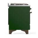 ILVE Majestic III 48-inch Dual Fuel Range with 5 Liquid Propane Burner, Griddle, French Top and Triple Glass Door Electric Oven in Emerald Green with Burnished Trim (UM48FSNR3EGBLP)