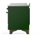 ILVE Majestic III 48-inch Dual Fuel Range with 5 Liquid Propane Burner, Griddle, French Top and Triple Glass Door Electric Oven in Emerald Green with Burnished Trim (UM48FSNR3EGBLP)