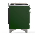 ILVE Majestic III 48-inch Dual Fuel Range with 5 Liquid Propane Burner, Griddle, French Top and Triple Glass Door Electric Oven in Emerald Green with Chrome Trim (UM48FSNR3EGCLP)