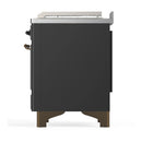 ILVE Majestic III 48-inch Dual Fuel Range with 5 Natural Gas Burner, Griddle, French Top and Triple Glass Door Electric Oven in Graphite Matte with Burnished Trim (UM48FSNR3MGB)