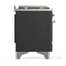 ILVE Majestic III 48-inch Dual Fuel Range with 5 Natural Gas Burner, Griddle, French Top and Triple Glass Door Electric Oven in Graphite Matte with Chrome Trim (UM48FSNR3MGC)