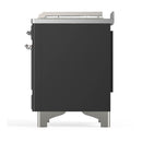 ILVE Majestic III 48-inch Dual Fuel Range with 5 Liquid Propane Burner, Griddle, French Top and Triple Glass Door Electric Oven in Graphite Matte with Chrome Trim (UM48FSNR3MGCLP)