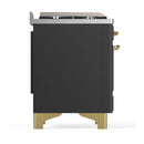 ILVE Majestic III 48-inch Dual Fuel Range with 5 Natural Gas Burner, Griddle, French Top and Triple Glass Door Electric Oven in Graphite Matte with Brass Trim (UM48FSNR3MGG)