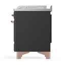ILVE Majestic III 48-inch Dual Fuel Range with 5 Natural Gas Burner, Griddle, French Top and Triple Glass Door Electric Oven in Graphite Matte with Copper Trim (UM48FSNR3MGP)