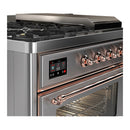 ILVE Majestic III 48-inch Dual Fuel Range with 5 Liquid Propane Burner, Griddle, French Top and Triple Glass Door Electric Oven in Stainless Steel with Copper Trim (UM48FSNR3SSPLP)