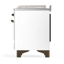 ILVE Majestic III 48-inch Dual Fuel Range with 5 Liquid Propane Burner, Griddle, French Top and Triple Glass Door Electric Oven in White with Burnished Trim (UM48FSNR3WHBLP)