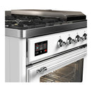 ILVE Majestic III 48-inch Dual Fuel Range with 5 Liquid Propane Burner, Griddle, French Top and Triple Glass Door Electric Oven in White with Chrome Trim (UM48FSNR3WHCLP)