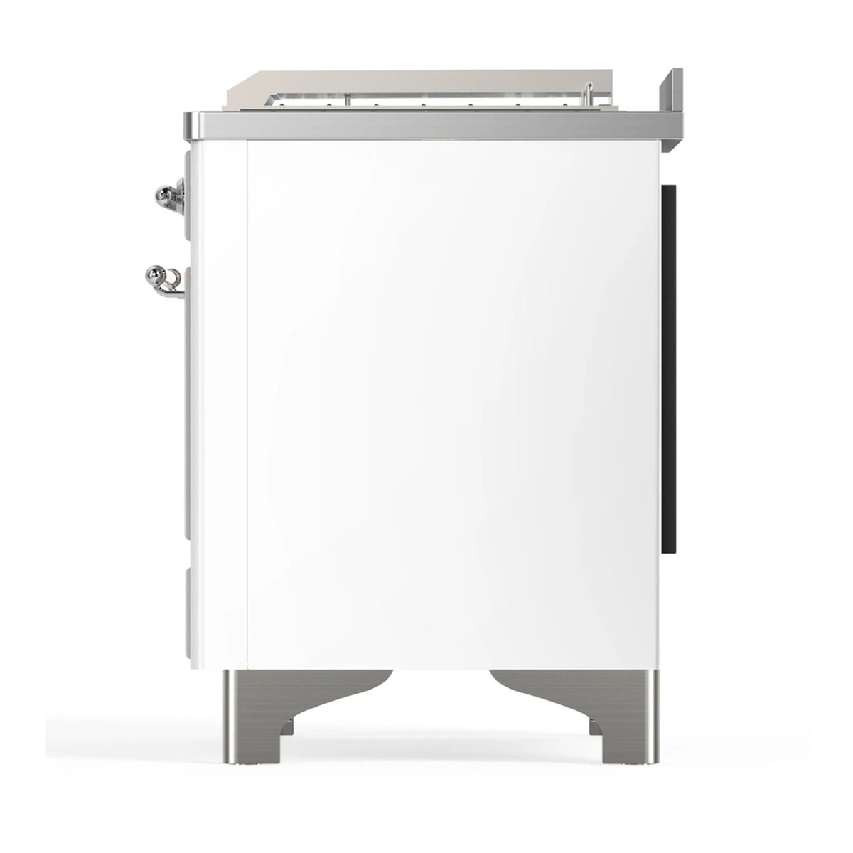 White range side profile with vent opening and chrome frame base, rear side shown