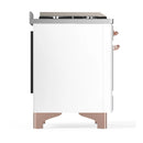 ILVE Majestic III 48-inch Dual Fuel Range with 5 Natural Gas Burner, Griddle, French Top and Triple Glass Door Electric Oven in White with Copper Trim (UM48FSNR3WHP)