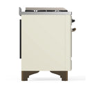ILVE Majestic III 48-inch Dual Fuel Range with 5 Liquid Propane Burner, Griddle, French Top and Solid Door Electric Oven in Antique White with Burnished Trim (UM48FSQNR3AWBLP)