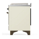 ILVE Majestic III 48-inch Dual Fuel Range with 5 Liquid Propane Burner, Griddle, French Top and Solid Door Electric Oven in Antique White with Burnished Trim (UM48FSQNR3AWBLP)