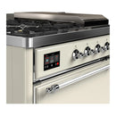 ILVE Majestic III 48-inch Dual Fuel Range with 5 Natural Gas Burner, Griddle, French Top and Solid Door Electric Oven in Antique White with Chrome Trim (UM48FSQNR3AWC)