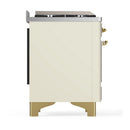 ILVE Majestic III 48-inch Dual Fuel Range with 5 Liquid Propane Burner, Griddle, French Top and Solid Door Electric Oven in Antique White with Brass Trim (UM48FSQNR3AWGLP)