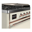 ILVE Majestic III 48-inch Dual Fuel Range with 5 Natural Gas Burner, Griddle, French Top and Solid Door Electric Oven in Antique White with Copper Trim (UM48FSQNR3AWP)