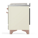 ILVE Majestic III 48-inch Dual Fuel Range with 5 Liquid Propane Burner, Griddle, French Top and Solid Door Electric Oven in Antique White with Copper Trim (UM48FSQNR3AWPLP)