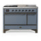 ILVE Majestic III 48-inch Dual Fuel Range with 5 Liquid Propane Burner, Griddle, French Top and Solid Door Electric Oven in Blue Grey with Burnished Trim (UM48FSQNR3BGBLP)