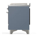 ILVE Majestic III 48-inch Dual Fuel Range with 5 Liquid Propane Burner, Griddle, French Top and Solid Door Electric Oven in Blue Grey with Chrome Trim (UM48FSQNR3BGCLP)