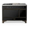 ILVE Majestic III 48-inch Dual Fuel Range with 5 Liquid Propane Burner, Griddle, French Top and Solid Door Electric Oven in Glossy Black with Burnished Trim (UM48FSQNR3BKBLP)