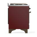 ILVE Majestic III 48-inch Dual Fuel Range with 5 Liquid Propane Burner, Griddle, French Top and Solid Door Electric Oven in Burgundy with Burnished Trim (UM48FSQNR3BUBLP)