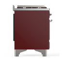 ILVE Majestic III 48-inch Dual Fuel Range with 5 Liquid Propane Burner, Griddle, French Top and Solid Door Electric Oven in Burgundy with Chrome Trim (UM48FSQNR3BUCLP)