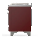 ILVE Majestic III 48-inch Dual Fuel Range with 5 Liquid Propane Burner, Griddle, French Top and Solid Door Electric Oven in Burgundy with Chrome Trim (UM48FSQNR3BUCLP)