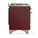 ILVE Majestic III 48-inch Dual Fuel Range with 5 Liquid Propane Burner, Griddle, French Top and Solid Door Electric Oven in Burgundy with Copper Trim (UM48FSQNR3BUPLP)