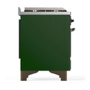 ILVE Majestic III 48-inch Dual Fuel Range with 5 Natural Gas Burner, Griddle, French Top and Solid Door Electric Oven in Emerald Green with Burnished Trim (UM48FSQNR3EGB)