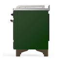 ILVE Majestic III 48-inch Dual Fuel Range with 5 Natural Gas Burner, Griddle, French Top and Solid Door Electric Oven in Emerald Green with Burnished Trim (UM48FSQNR3EGB)