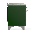 ILVE Majestic III 48-inch Dual Fuel Range with 5 Liquid Propane Burner, Griddle, French Top and Solid Door Electric Oven in Emerald Green with Chrome Trim (UM48FSQNR3EGCLP)