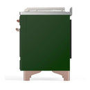 ILVE Majestic III 48-inch Dual Fuel Range with 5 Natural Gas Burner, Griddle, French Top and Solid Door Electric Oven in Emerald Green with Copper Trim (UM48FSQNR3EGP)