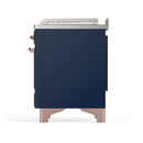 ILVE Majestic III 48-inch Dual Fuel Range with 5 Liquid Propane Burner, Griddle, French Top and Solid Door Electric Oven in Midnight Blue with Copper Trim (UM48FSQNR3MBPLP)