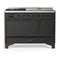 ILVE Majestic III 48-inch Dual Fuel Range with 5 Liquid Propane Burner, Griddle, French Top and Solid Door Electric Oven in Graphite Matte with Burnished Trim (UM48FSQNR3MGBLP)