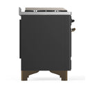 ILVE Majestic III 48-inch Dual Fuel Range with 5 Liquid Propane Burner, Griddle, French Top and Solid Door Electric Oven in Graphite Matte with Burnished Trim (UM48FSQNR3MGBLP)