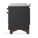 ILVE Majestic III 48-inch Dual Fuel Range with 5 Liquid Propane Burner, Griddle, French Top and Solid Door Electric Oven in Graphite Matte with Burnished Trim (UM48FSQNR3MGBLP)