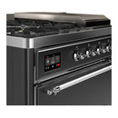 ILVE Majestic III 48-inch Dual Fuel Range with 5 Liquid Propane Burner, Griddle, French Top and Solid Door Electric Oven in Graphite Matte with Chrome Trim (UM48FSQNR3MGCLP)