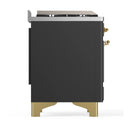 ILVE Majestic III 48-inch Dual Fuel Range with 5 Natural Gas Burner, Griddle, French Top and Solid Door Electric Oven in Graphite Matte with Brass Trim (UM48FSQNR3MGG)