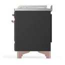 ILVE Majestic III 48-inch Dual Fuel Range with 5 Natural Gas Burner, Griddle, French Top and Solid Door Electric Oven in Graphite Matte with Copper Trim (UM48FSQNR3MGP)