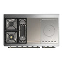 ILVE Majestic III 48-inch Dual Fuel Range with 5 Liquid Propane Burner, Griddle, French Top and Solid Door Electric Oven in RAL with Burnished Trim (UM48FSQNR3RABLP)