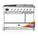 ILVE Majestic III 48-inch Dual Fuel Range with 5 Natural Gas Burner, Griddle, French Top and Solid Door Electric Oven in RAL with Chrome Trim (UM48FSQNR3RAC)