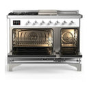 ILVE Majestic III 48-inch Dual Fuel Range with 5 Natural Gas Burner, Griddle, French Top and Solid Door Electric Oven in RAL with Chrome Trim (UM48FSQNR3RAC)