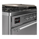 ILVE Majestic III 48-inch Dual Fuel Range with 5 Liquid Propane Burner, Griddle, French Top and Solid Door Electric Oven in Stainless Steel with Chrome Trim (UM48FSQNR3SSCLP)