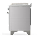 ILVE Majestic III 48-inch Dual Fuel Range with 5 Natural Gas Burner, Griddle, French Top and Solid Door Electric Oven in Stainless Steel with Chrome Trim (UM48FSQNR3SSC)