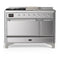 ILVE Majestic III 48-inch Dual Fuel Range with 5 Liquid Propane Burner, Griddle, French Top and Solid Door Electric Oven in Stainless Steel with Chrome Trim (UM48FSQNR3SSCLP)