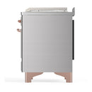 ILVE Majestic III 48-inch Dual Fuel Range with 5 Natural Gas Burner, Griddle, French Top and Solid Door Electric Oven in Stainless Steel with Copper Trim (UM48FSQNR3SSP)