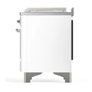 ILVE Majestic III 48-inch Dual Fuel Range with 5 Natural Gas Burner, Griddle, French Top and Solid Door Electric Oven in White with Chrome Trim (UM48FSQNR3WHC)