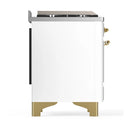 ILVE Majestic III 48-inch Dual Fuel Range with 5 Liquid Propane Burner, Griddle, French Top and Solid Door Electric Oven in White with Brass Trim (UM48FSQNR3WHGLP)