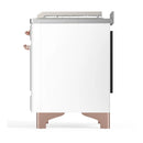 ILVE Majestic III 48-inch Dual Fuel Range with 5 Natural Gas Burner, Griddle, French Top and Solid Door Electric Oven in White with Copper Trim (UM48FSQNR3WHP)