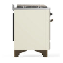 ILVE Majestic III 60-inch Dual Fuel Range with 5 Liquid Propane Burner, Griddle and Triple Glass Door Electric Oven in Antique White with Burnished Trim (UM60FNR3AWBLP)