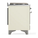 ILVE Majestic III 60-inch Dual Fuel Range with 7 Natural Gas Burner, Griddle and Triple Glass Door Electric Oven in Antique White with Chrome Trim (UM60FNR3AWC)